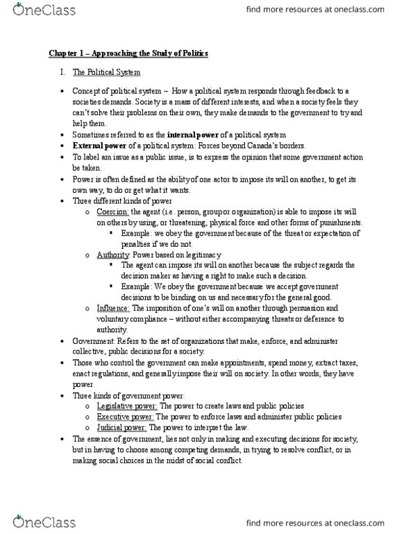 PSCI 2002 Lecture Notes - Lecture 1: Path Dependence, Legislature, Canadian Citizenship Act 1946 thumbnail