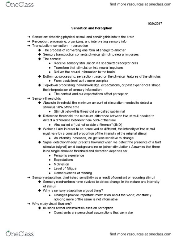 PSYCH 10 Lecture Notes - Lecture 3: Detection Theory, Absolute Threshold, Optical Illusion thumbnail