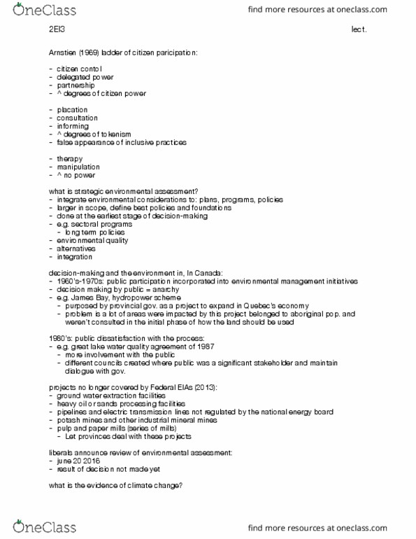 EARTHSC 2GG3 Lecture Notes - Lecture 14: Strategic Environmental Assessment, National Energy Board, Methane Emissions thumbnail