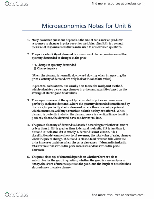 ECON-1006EL Lecture Notes - Lecture 6: Demand Curve, Midpoint Method, Inferior Good thumbnail