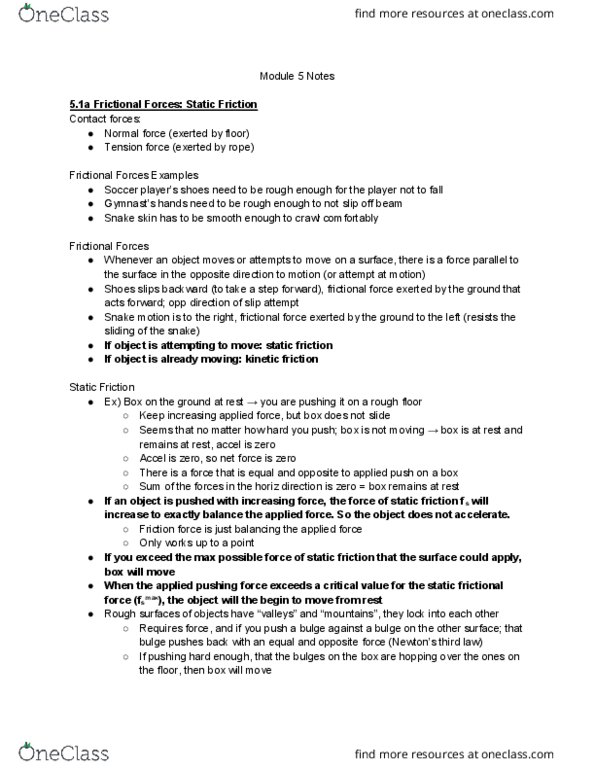 PHYS 0110 Lecture Notes - Lecture 5: Circular Motion, Friction, Dimensionless Quantity thumbnail