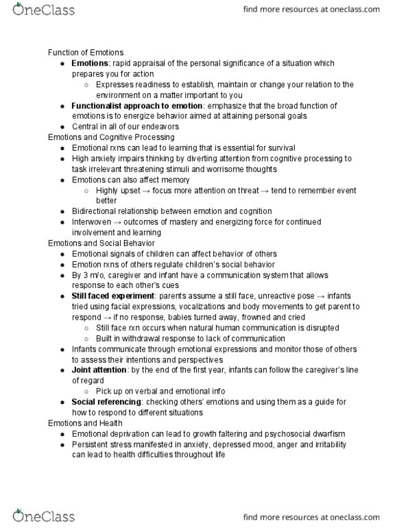 PSYCH 130 Chapter Notes - Chapter 10.1: Joint Attention, Dwarfism, Cortisol thumbnail