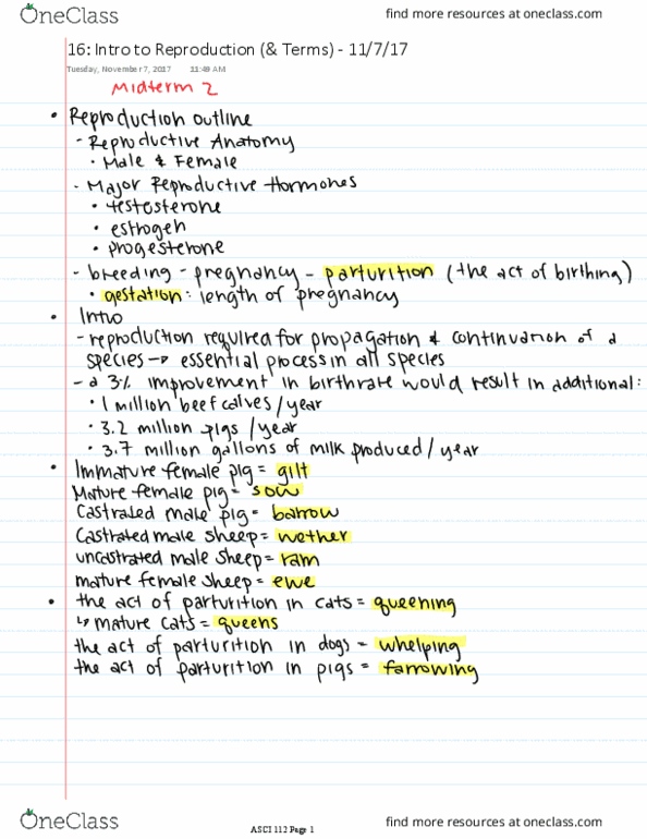 ASCI 112 Lecture 16: Intro to Reproduction (& Terms) thumbnail