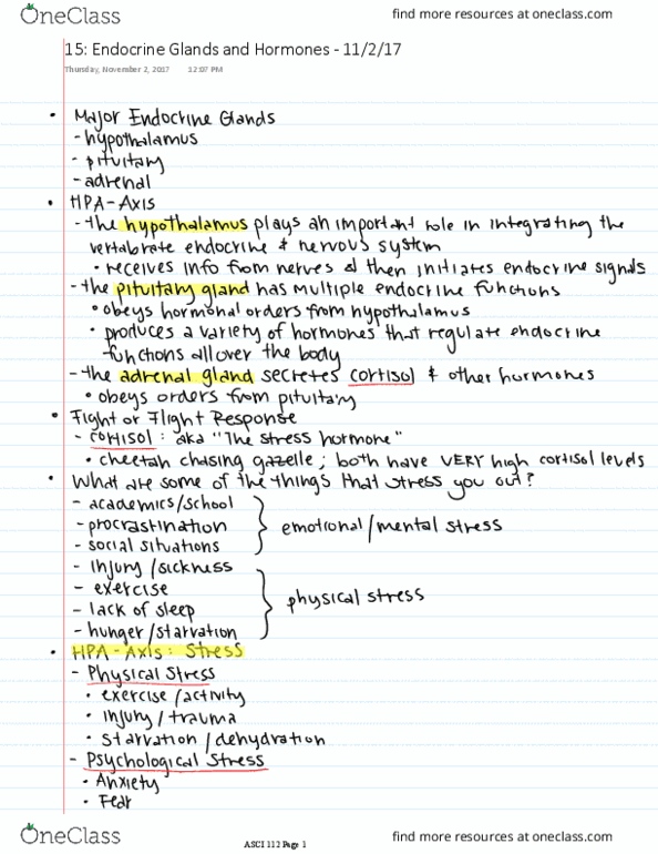 ASCI 112 Lecture 15: Endocrine Glands and Hormones thumbnail