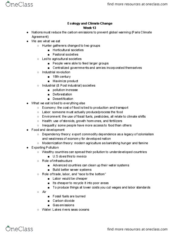 SOC 248 Lecture Notes - Lecture 22: Paris Agreement, Dependency Theory, Developed Country thumbnail