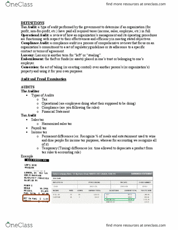 Management and Organizational Studies 1023A/B Lecture Notes - Lecture 5: Harmonized Sales Tax, Financial Audit, Payroll Tax thumbnail