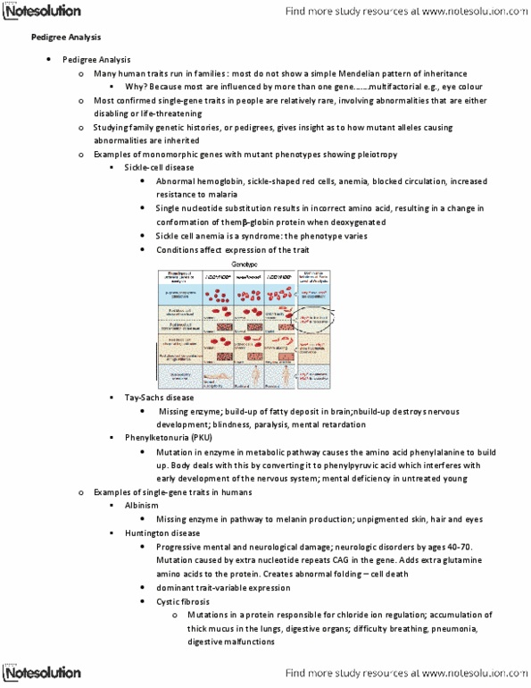 pleiotropy sickle cell anemia