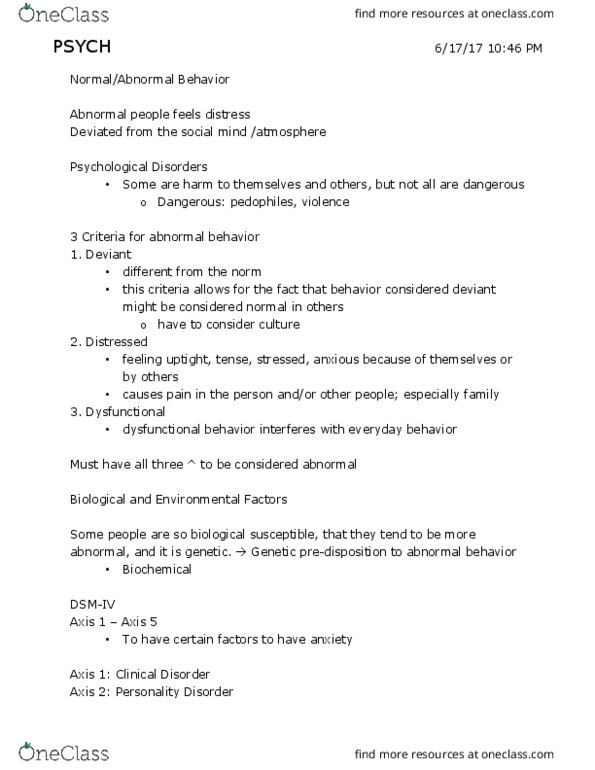 PSY 1018 Lecture Notes - Lecture 7: Genetic Predisposition, Hallucination, Schizophrenia thumbnail