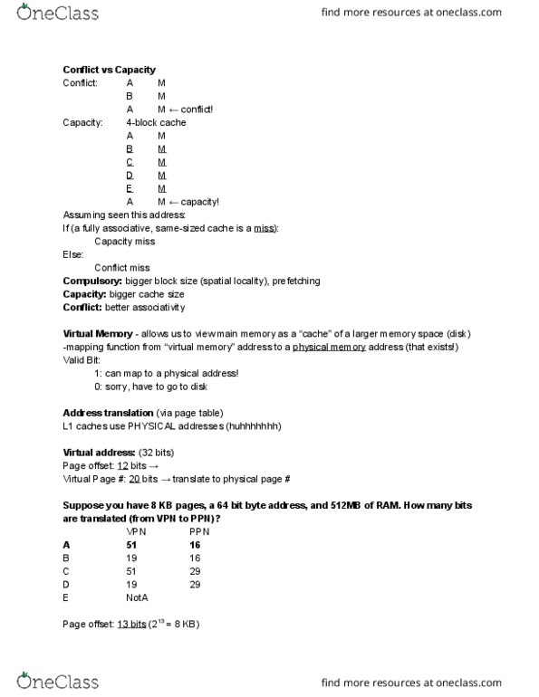 CSE 141 Lecture Notes - Lecture 15: Pre-Pottery Neolithic A, Virtual Memory, Virtual Address Space thumbnail