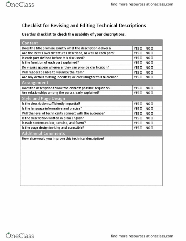 ENCS 282 Lecture 1: Checklist for Revising and Editing Technical Descriptions thumbnail