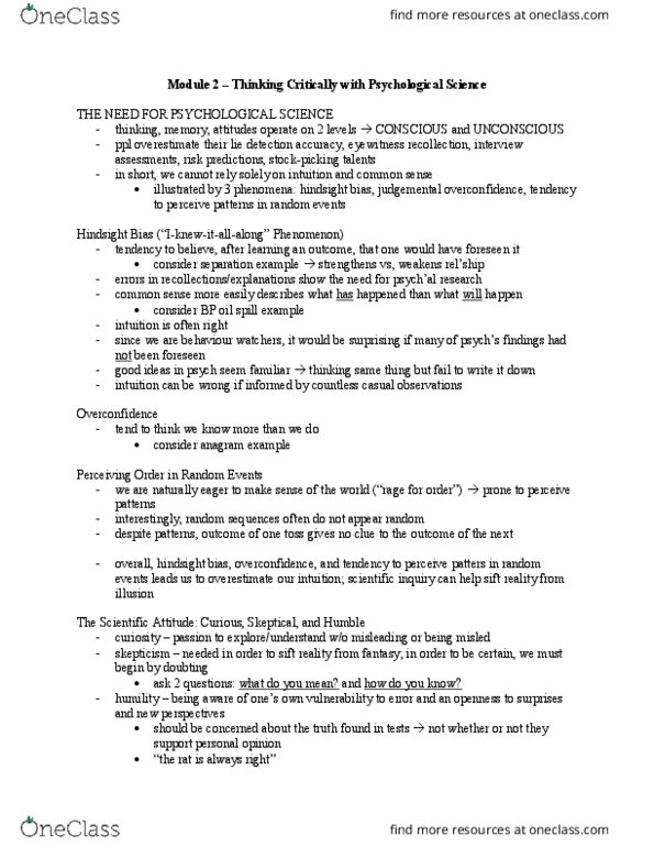 PSYCH101 Chapter Notes - Chapter 2: Deepwater Horizon Oil Spill, Scale-Invariant Feature Transform, Lie Detection thumbnail