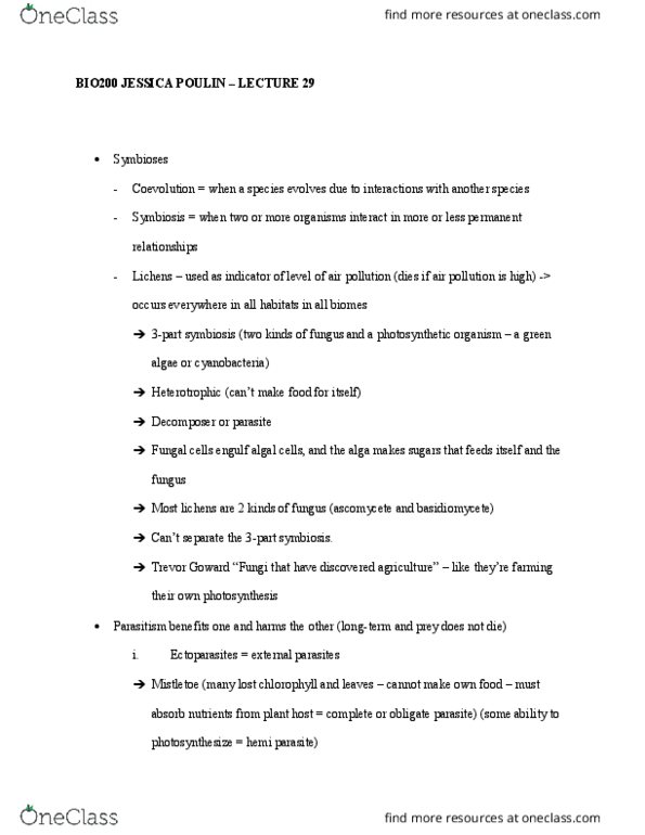 BIO 200 Lecture Notes - Lecture 29: Obligate Parasite, Parasitic Plant, Wolbachia thumbnail