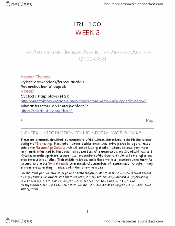 IRL 100 Lecture 3: 17 IRL 100 Fall Week 3 Bronze Age Aegean Greek NOTES (2) thumbnail