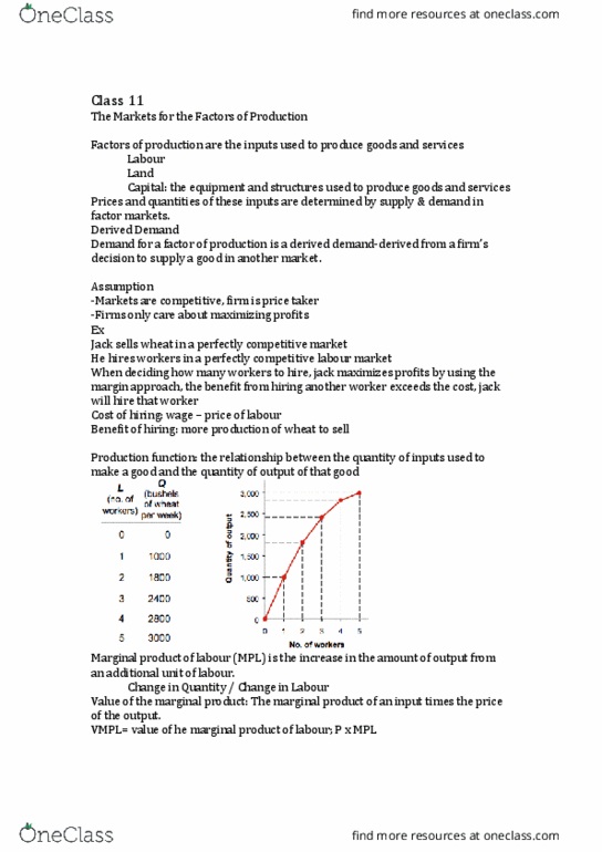 ECN 104 Lecture Notes - Lecture 11: Market Power, Marginal Product, Perfect Competition thumbnail