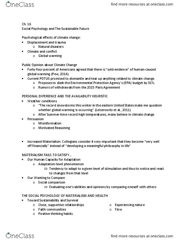 SOP 3004 Lecture Notes - Lecture 16: President Of The United States, Global Warming, Materialism thumbnail