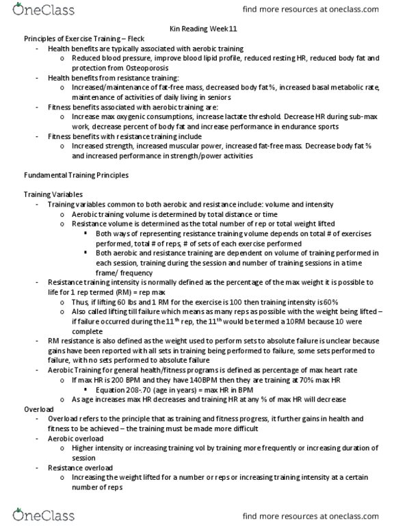 Kinesiology 2000A/B Chapter Notes - Chapter Goal Setting and Training : Basal Metabolic Rate, Exercise Intensity, Biceps thumbnail