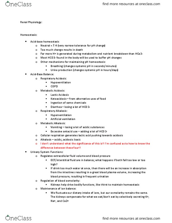 CAS BI 211 Lecture Notes - Lecture 10: Afferent Arterioles, Ph, Alkalosis thumbnail