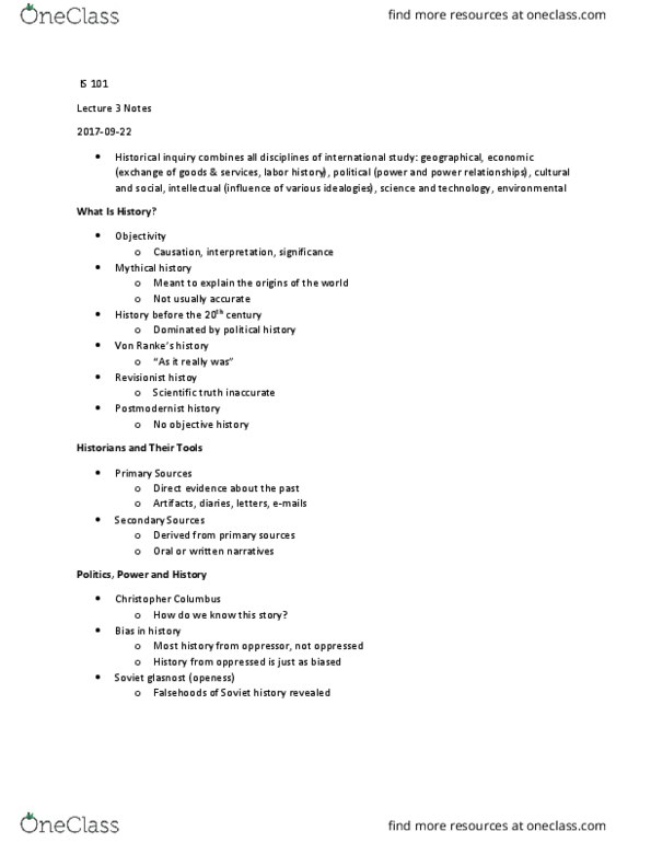 IS 101 Lecture Notes - Lecture 3: American Historical Association, Glasnost, List Of University Presses thumbnail