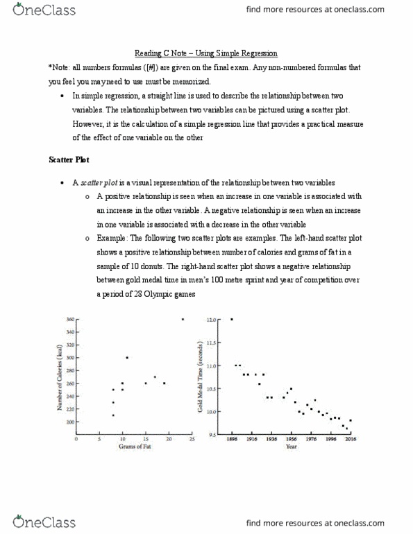 Health Sciences 2801A/B Chapter Notes - Chapter C: Scatter Plot, Dependent And Independent Variables, Pearson Product-Moment Correlation Coefficient thumbnail