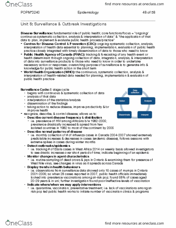 POPM 3240 Lecture Notes - Lecture 8: World Health Organization, Disease Surveillance, Public Health Surveillance thumbnail