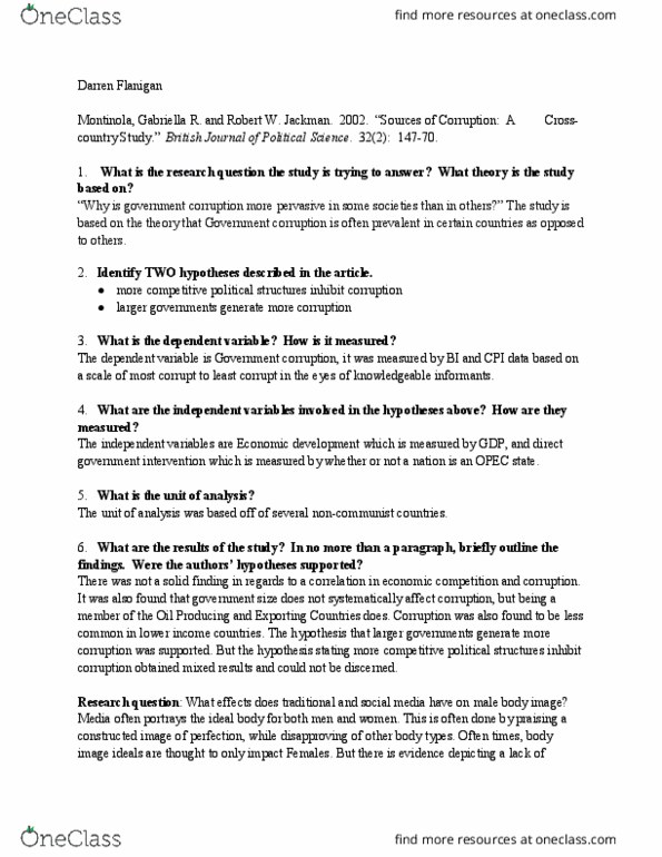 POL 138 Lecture Notes - Lecture 1: Research Question, Dependent And Independent Variables thumbnail