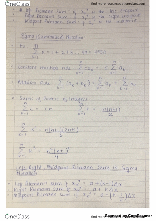 CAS MA 123 Chapter 4.9 & 5.1: Antiderivaties and Riemann Sum thumbnail