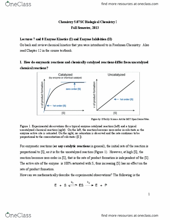 CAS CH 203 Lecture Notes - Lecture 7: Mit Opencourseware, Chemical Kinetics, Reaction Rate Constant thumbnail