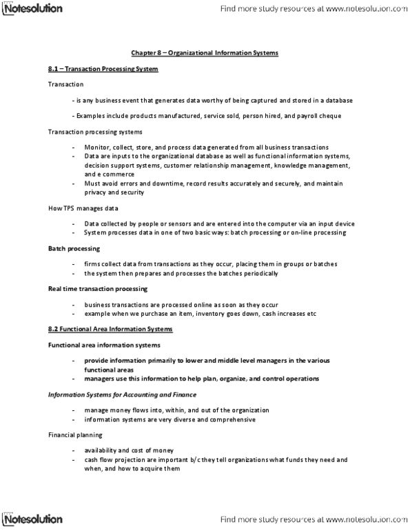 ADMS 2511 Lecture Notes - Sales Force Management System, Customer Relationship Management, Transaction Processing thumbnail