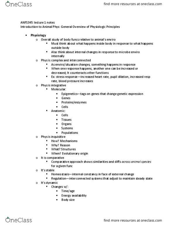 ANFS445 Lecture Notes - Lecture 1: Microorganism, Uterine Contraction, Blood Sugar thumbnail