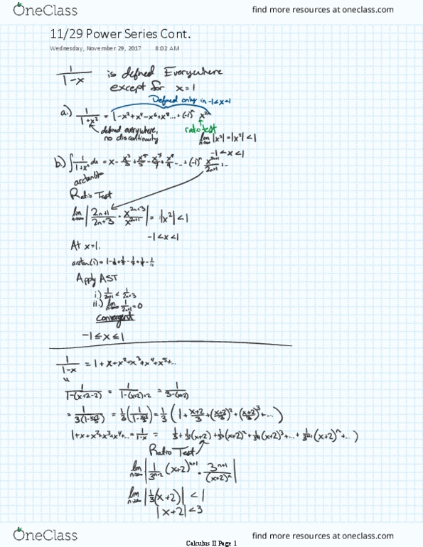 MATH-182 Lecture 29: MATH 182 Lecture 29: Calculus II: Power Series cont. thumbnail