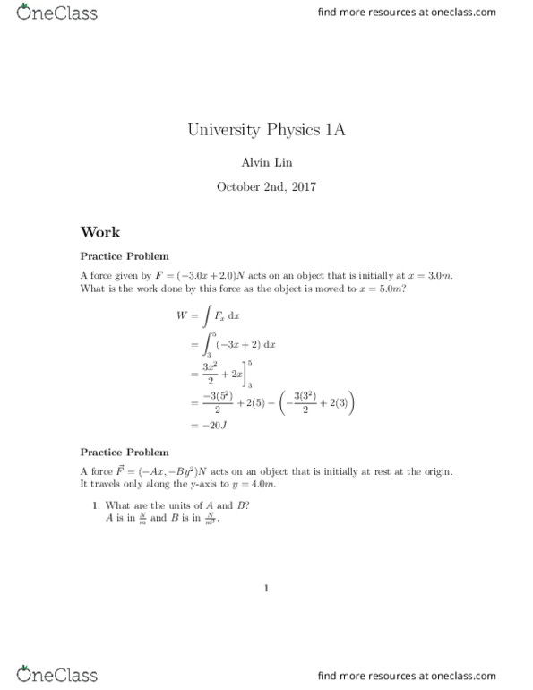 PHYS-211 Lecture 17: PHYS 211 Lecture 17: University Physics I: Work & Kinetic Energy thumbnail