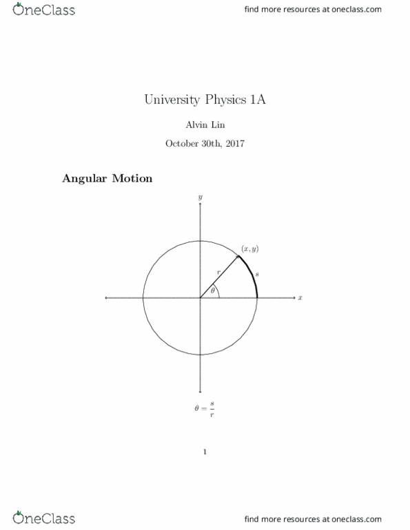 PHYS-211 Lecture Notes - Lecture 22: Angular Velocity thumbnail