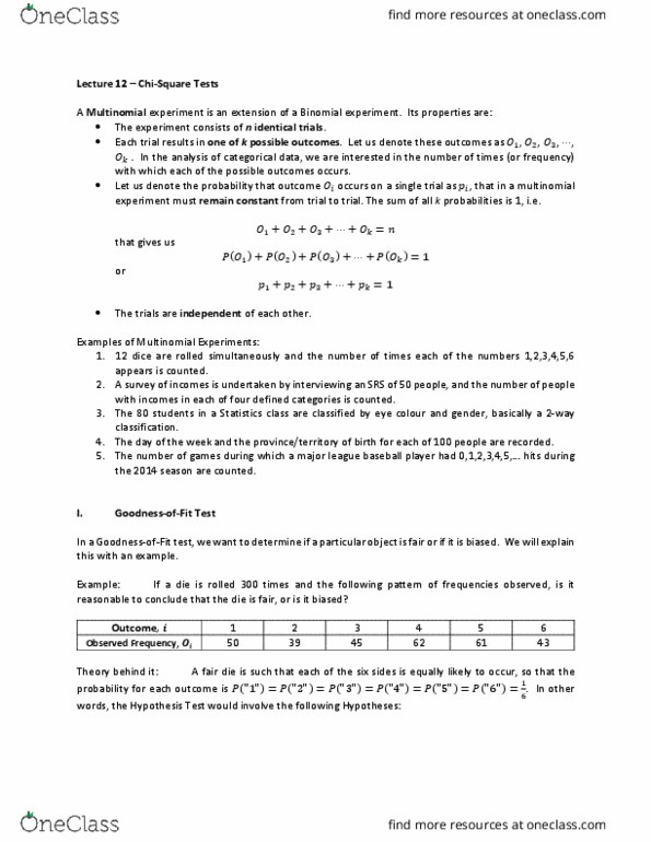 STAT 245 Lecture Notes - Lecture 33: Categorical Variable, Test Statistic, Flu Season thumbnail