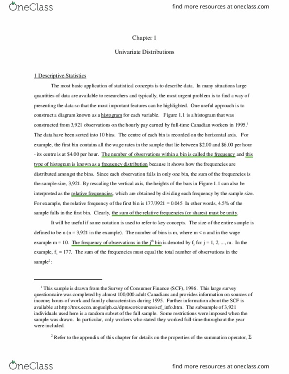 ECON 3740 Lecture Notes - Lecture 7: Frequency Distribution, Univariate, Descriptive Statistics thumbnail