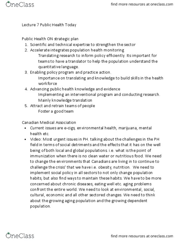 HLTH202 Lecture Notes - Lecture 7: Canadian Medical Association, Knowledge Translation, Environmental Health thumbnail