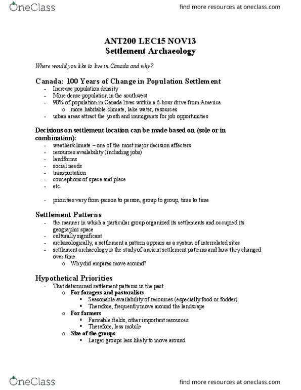 ANT200H5 Lecture Notes - Lecture 15: Landscape Archaeology, Carrying Capacity, Erlitou Culture thumbnail