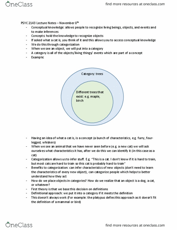 PSYC 2143 Lecture Notes - Lecture 16: Platypus, Hierarchical Organization, Family Resemblance thumbnail