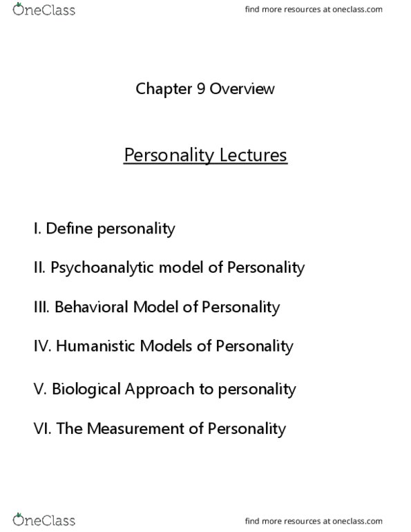 PSY 110 Lecture Notes - Lecture 9: Graphology, Operant Conditioning, Millon Clinical Multiaxial Inventory thumbnail