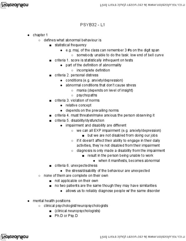 PSYB32H3 Lecture Notes - Neurology, Pharmacology, Mania thumbnail