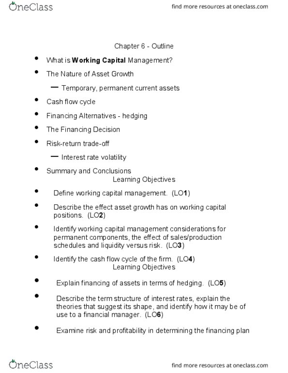 Business Administration - Management FIS403 Chapter Notes - Chapter 6.1: Corporate Finance, Cash Flow, Current Asset thumbnail