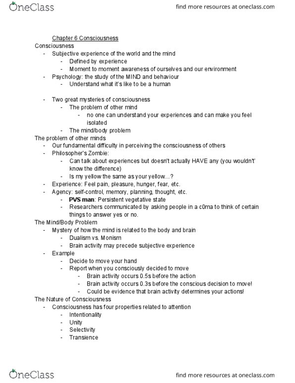 PSYCO104 Lecture Notes - Lecture 6: Taste Bud, Wine Tasting, Taste Receptor thumbnail