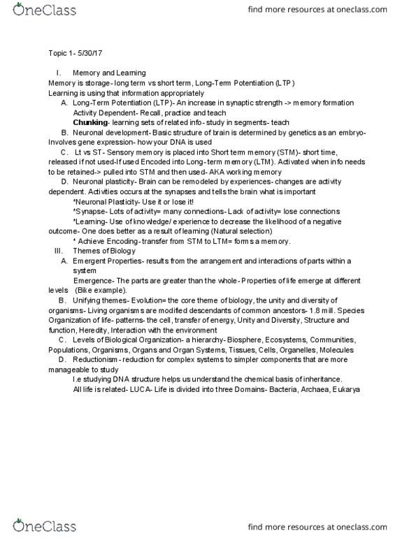 01:119:116 Lecture Notes - Lecture 14: Short-Term Memory, Sensory Memory, Reductionism thumbnail