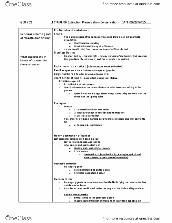 GEO 106 Lecture Notes - Lecture 6: Passenger Pigeon, Manifest Destiny, Plains Indians thumbnail