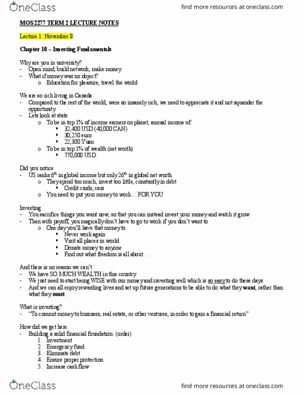 Management and Organizational Studies 2277A/B Lecture Notes - Lecture 6: Fidelity Investments, Day Trading, Cash Flow thumbnail