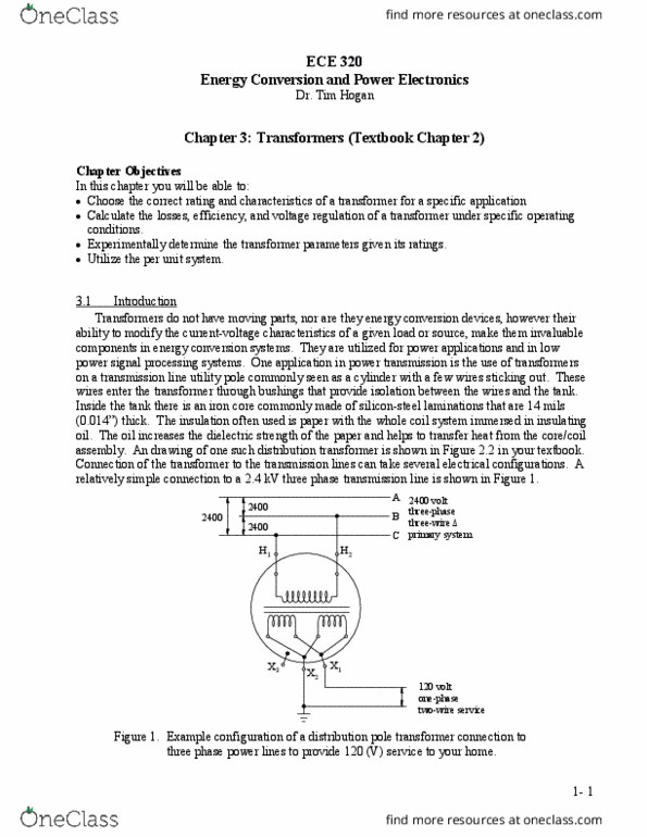 ECSE 361 Lecture Notes - Lecture 4: Energy Conversion Devices, Distribution Transformer, Flux Linkage thumbnail
