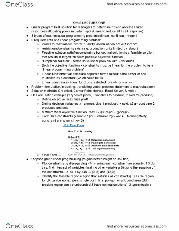 POLS 1000 Lecture Notes - Lecture 4: Feasible Region, Linear Programming, Level Set thumbnail