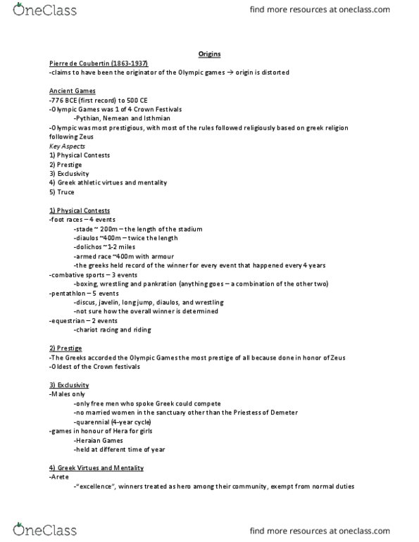 Kinesiology 3362F/G Lecture Notes - Lecture 6: Zappas Olympics, Evangelos Zappas, Olympic Games thumbnail