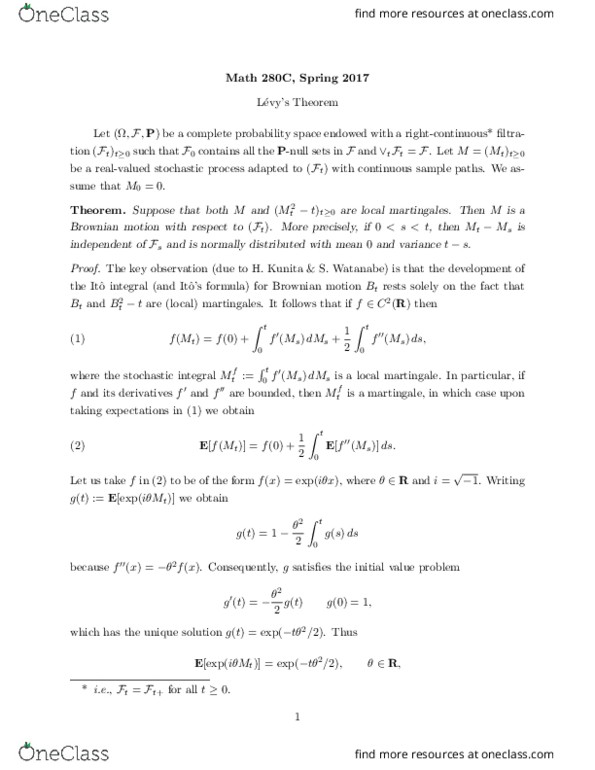 MATH 280A-B-C Lecture Notes - Fall 2016, Lecture 11 - Orthogonal ...