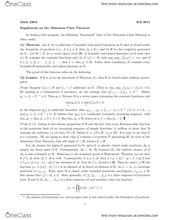 MATH 280A-B-C Lecture Notes - Lecture 15: Weierstrass Factorization Theorem, Uniform Boundedness, Sequence thumbnail
