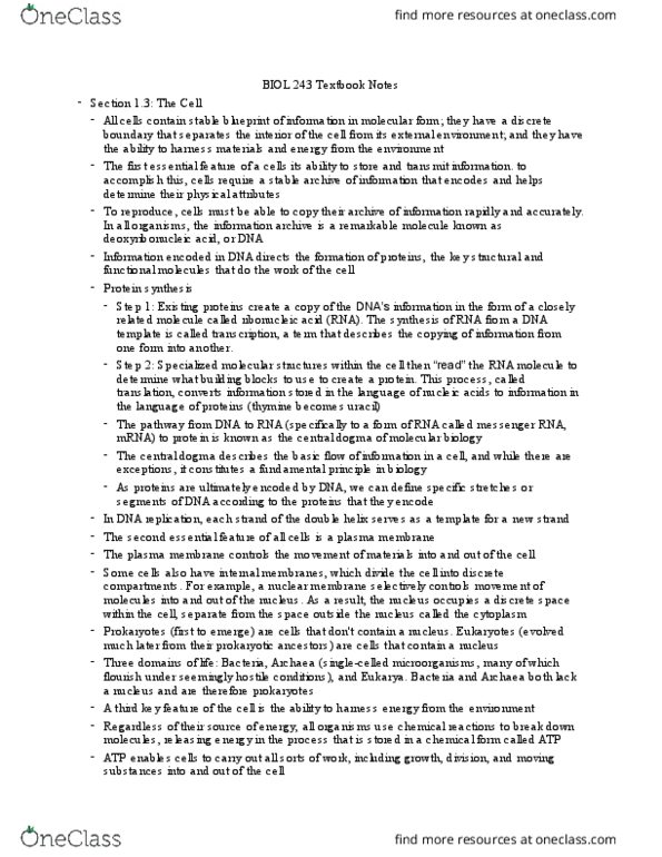 BIOL 243 Chapter 1-4, 11-14, 16, 19, 26: Theme 1 Notes thumbnail